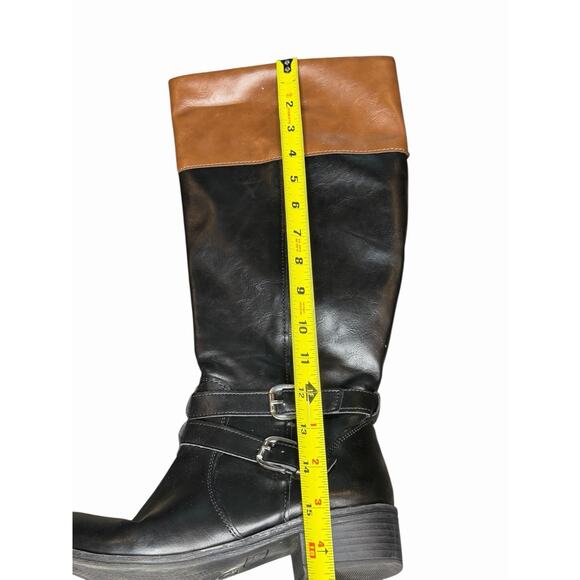 Arizona Women’s Riding Boots Black Brown Knee High Buckle Zip Size 7 - Picture 5 of 8
